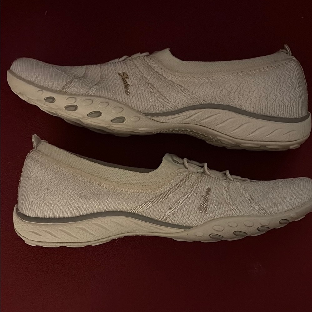 Skechers Women's Slip-On Sneakers in Light Pink and White